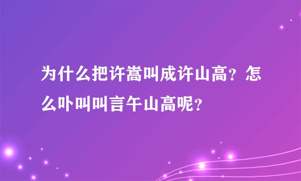为什么把许嵩叫成许山高？怎么卟叫叫言午山高呢？