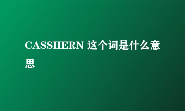 CASSHERN 这个词是什么意思