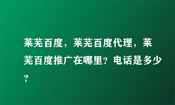 莱芜百度，莱芜百度代理，莱芜百度推广在哪里？电话是多少？