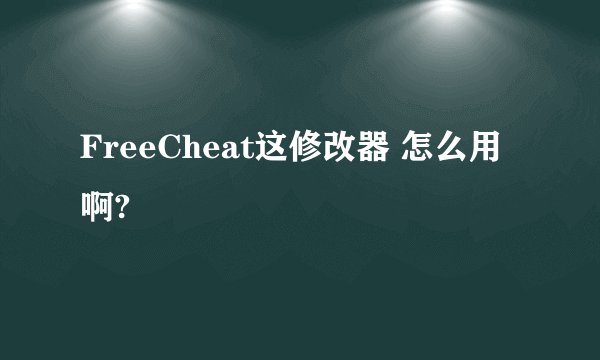 FreeCheat这修改器 怎么用啊?