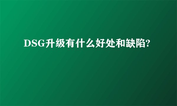 DSG升级有什么好处和缺陷?