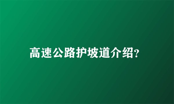 高速公路护坡道介绍？