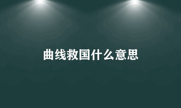 曲线救国什么意思