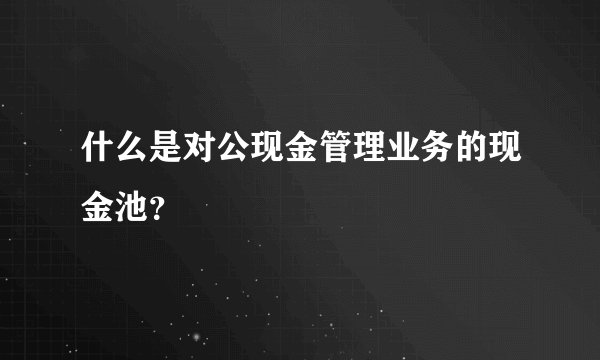 什么是对公现金管理业务的现金池？