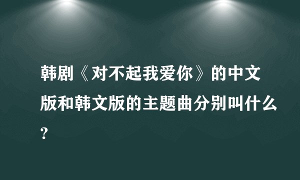 韩剧《对不起我爱你》的中文版和韩文版的主题曲分别叫什么?