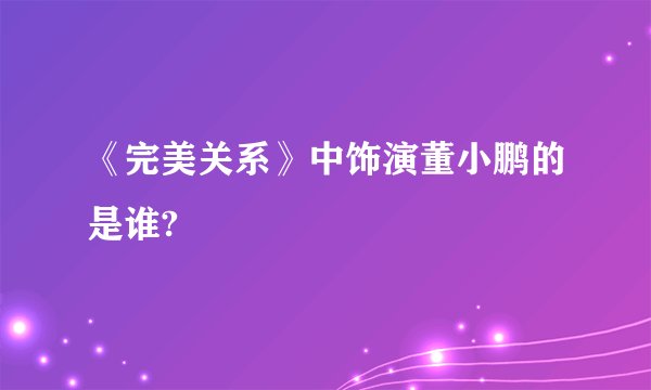 《完美关系》中饰演董小鹏的是谁?