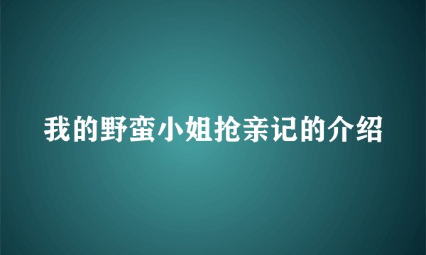 我的野蛮小姐抢亲记的介绍