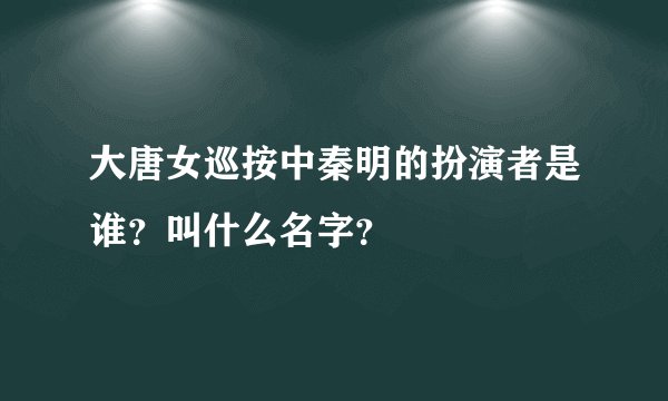 大唐女巡按中秦明的扮演者是谁？叫什么名字？