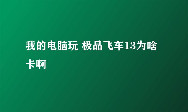 我的电脑玩 极品飞车13为啥卡啊