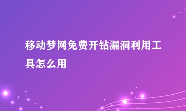 移动梦网免费开钻漏洞利用工具怎么用