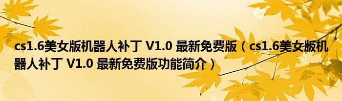 cs16美女版机器人补丁V10最新免费版cs16美女版机器人补丁V10最新免费版功能简介