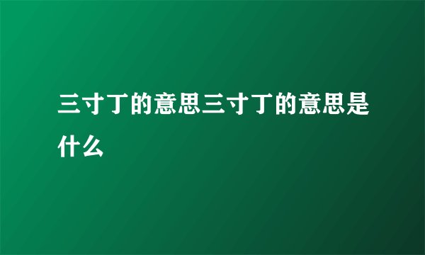 三寸丁的意思三寸丁的意思是什么