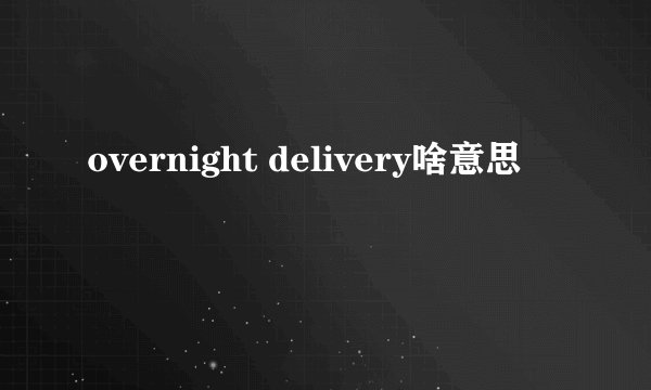 overnight delivery啥意思