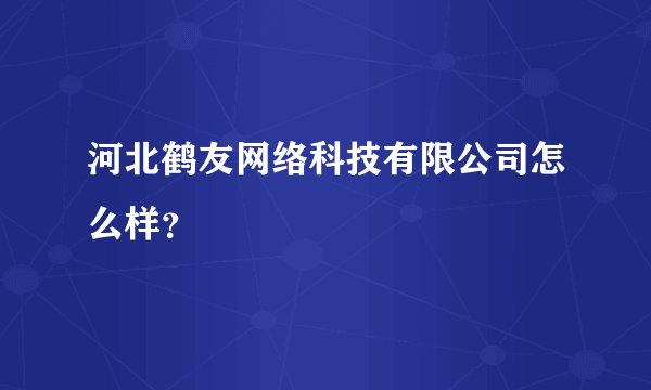 河北鹤友网络科技有限公司怎么样？