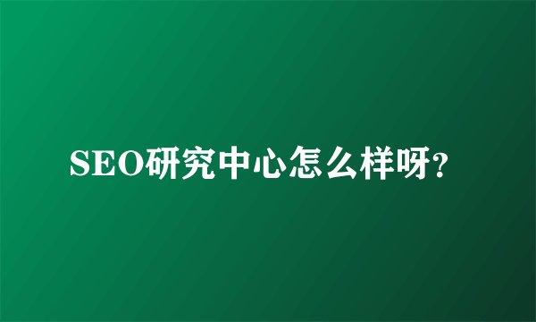 SEO研究中心怎么样呀？