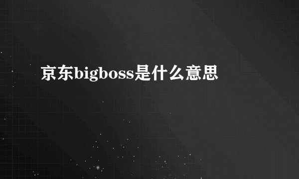 京东bigboss是什么意思