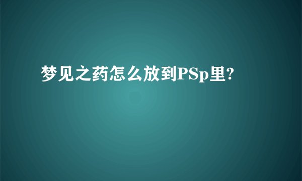 梦见之药怎么放到PSp里?