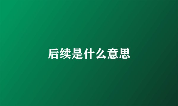 后续是什么意思