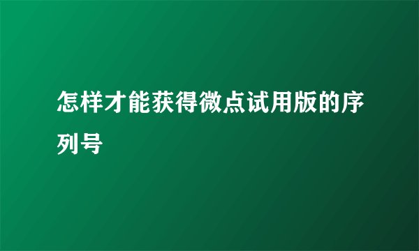 怎样才能获得微点试用版的序列号