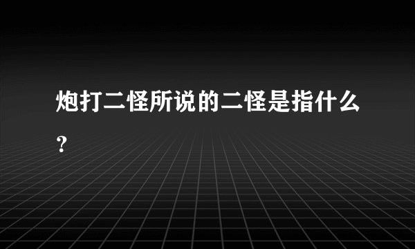 炮打二怪所说的二怪是指什么？