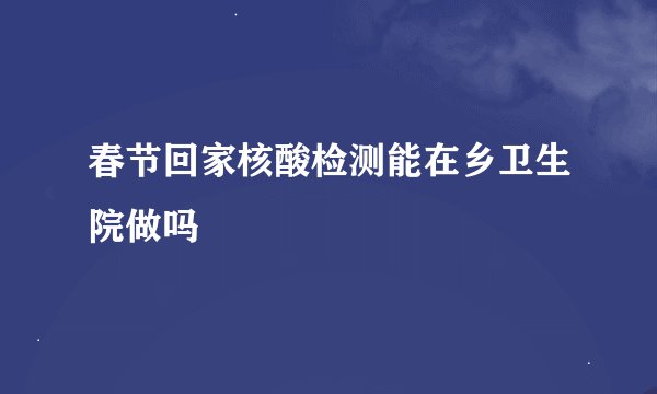 春节回家核酸检测能在乡卫生院做吗