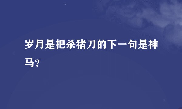 岁月是把杀猪刀的下一句是神马？