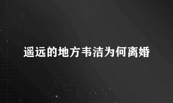 遥远的地方韦洁为何离婚