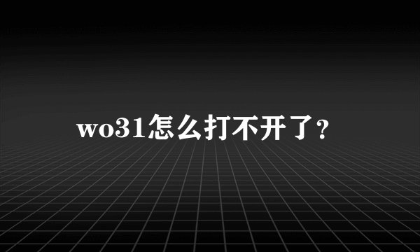 wo31怎么打不开了？