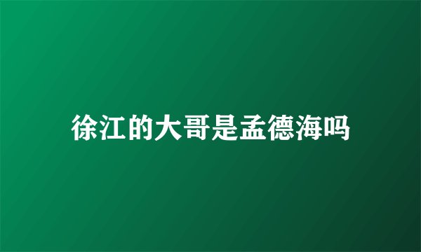 徐江的大哥是孟德海吗