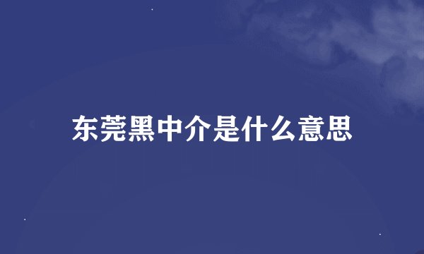 东莞黑中介是什么意思