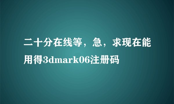 二十分在线等，急，求现在能用得3dmark06注册码