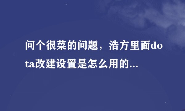 问个很菜的问题，浩方里面dota改建设置是怎么用的？设置好了怎么使？