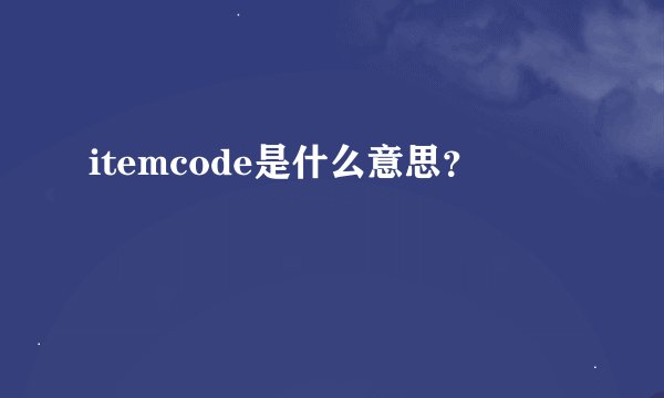 itemcode是什么意思？