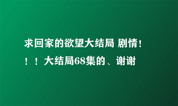 求回家的欲望大结局 剧情！！！大结局68集的、谢谢