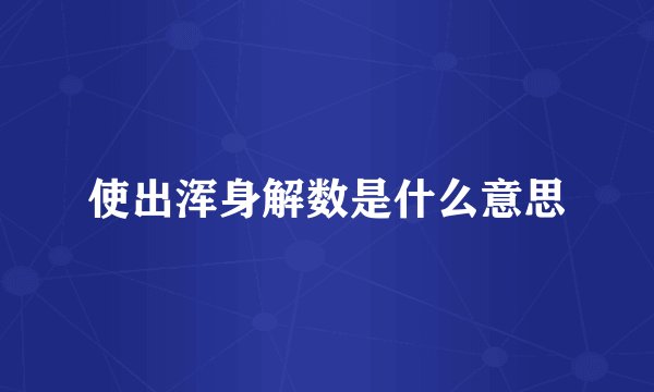 使出浑身解数是什么意思