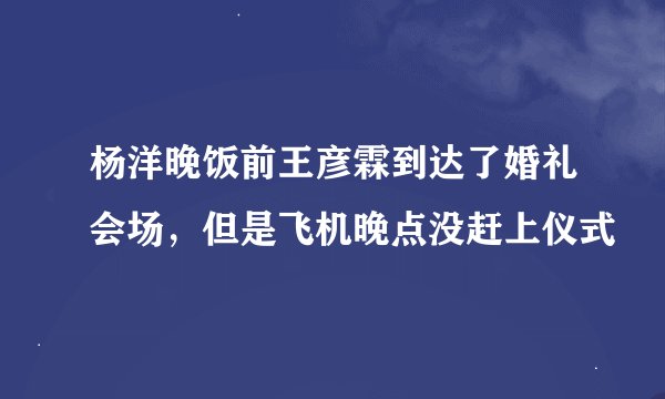 杨洋晚饭前王彦霖到达了婚礼会场，但是飞机晚点没赶上仪式