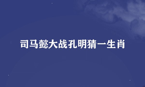 司马懿大战孔明猜一生肖