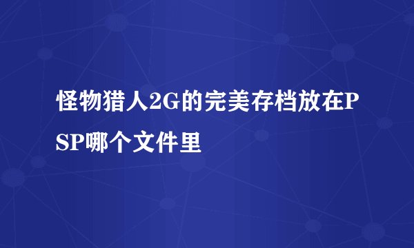 怪物猎人2G的完美存档放在PSP哪个文件里