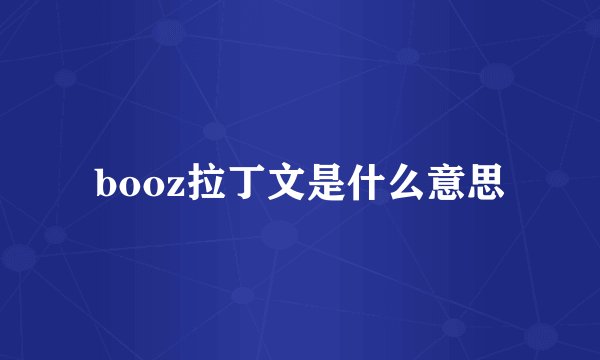 booz拉丁文是什么意思