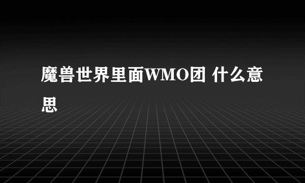 魔兽世界里面WMO团 什么意思