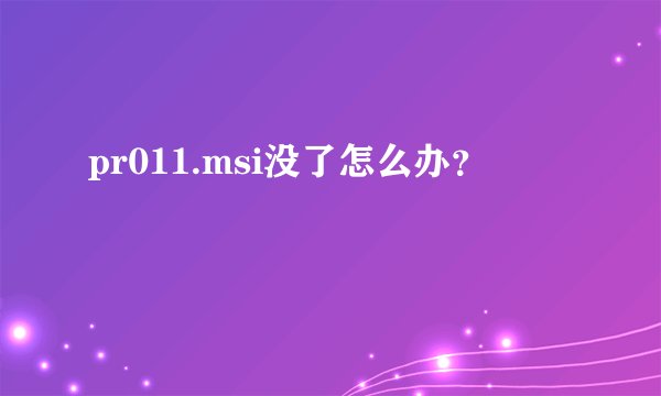 pr011.msi没了怎么办？