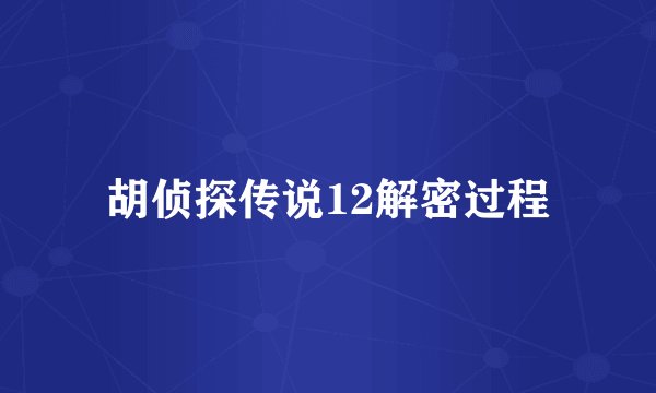 胡侦探传说12解密过程