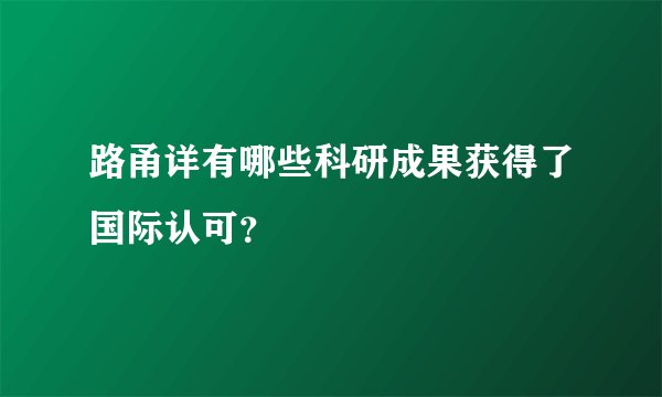 路甬详有哪些科研成果获得了国际认可？