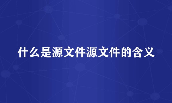 什么是源文件源文件的含义