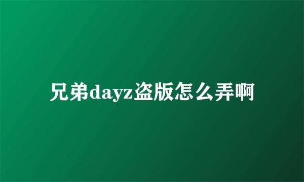 兄弟dayz盗版怎么弄啊