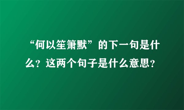 “何以笙箫默”的下一句是什么？这两个句子是什么意思？