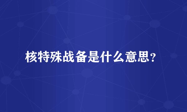 核特殊战备是什么意思？
