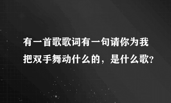 有一首歌歌词有一句请你为我把双手舞动什么的，是什么歌？