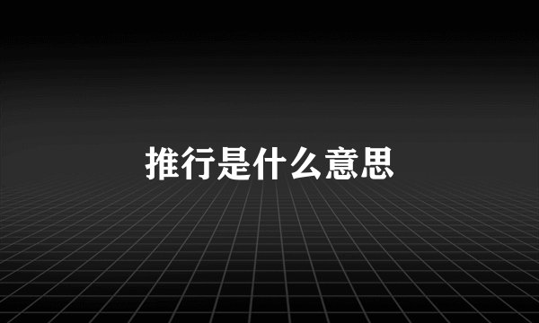 推行是什么意思