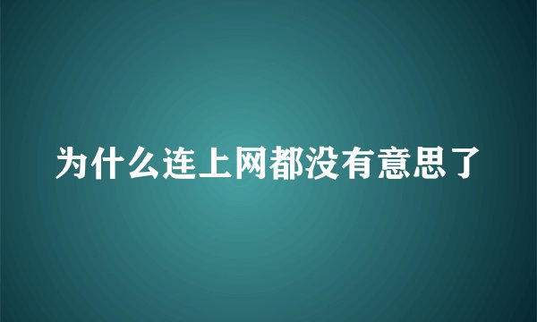 为什么连上网都没有意思了
